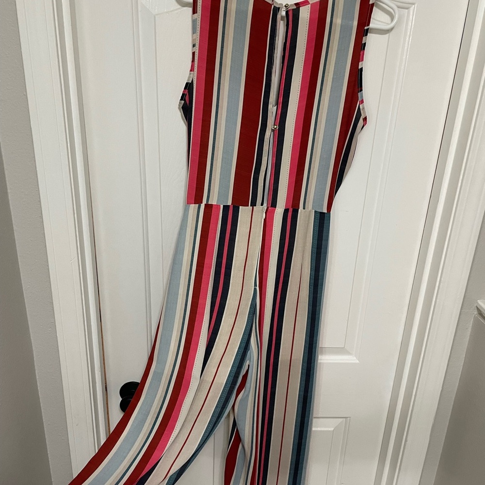 Sleeveless Multi-Stripe Jumpsuit - Red, Pink, Blue, Cream